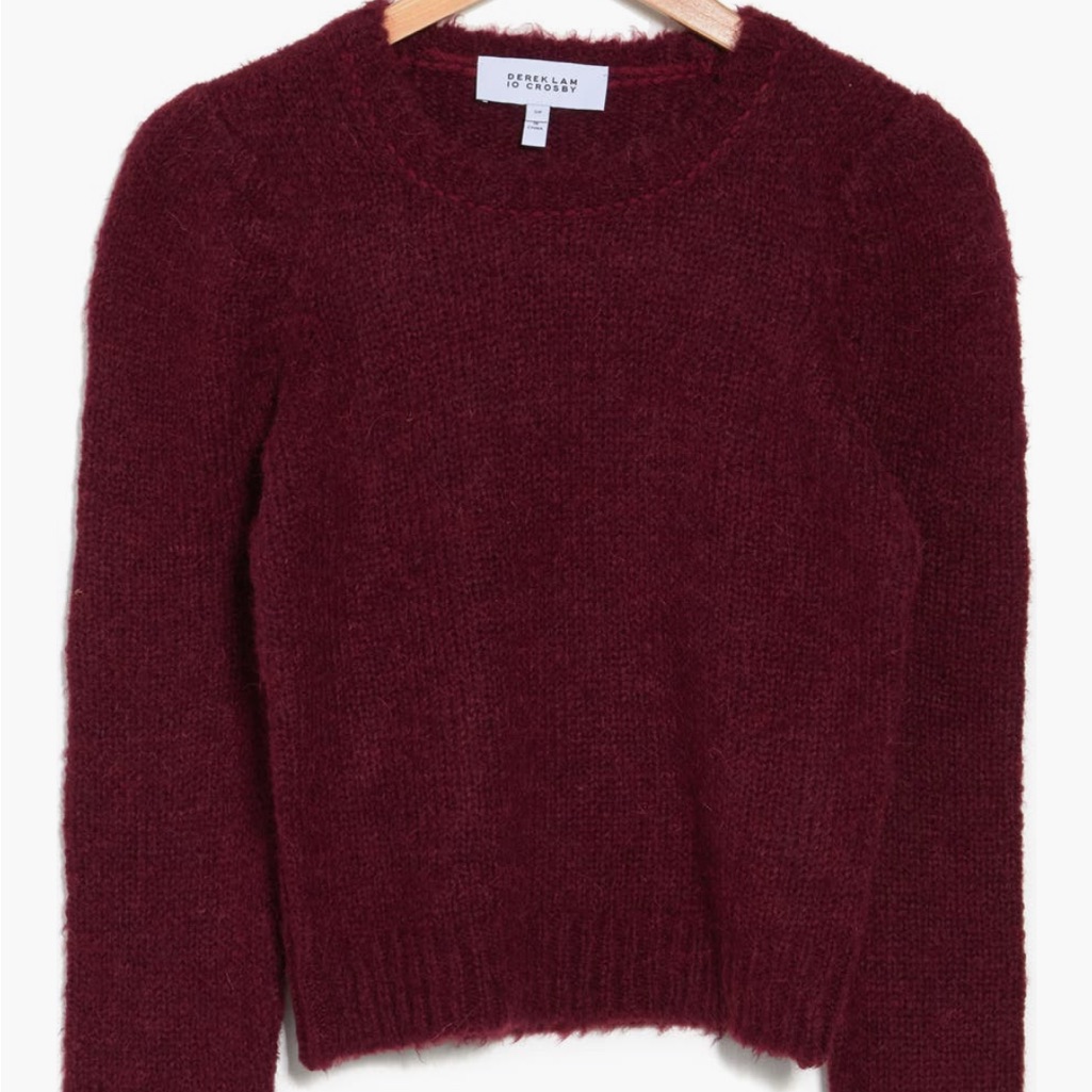 10 Crosby Derek Lam Women's Burgundy Puff Sleeve Sweater
